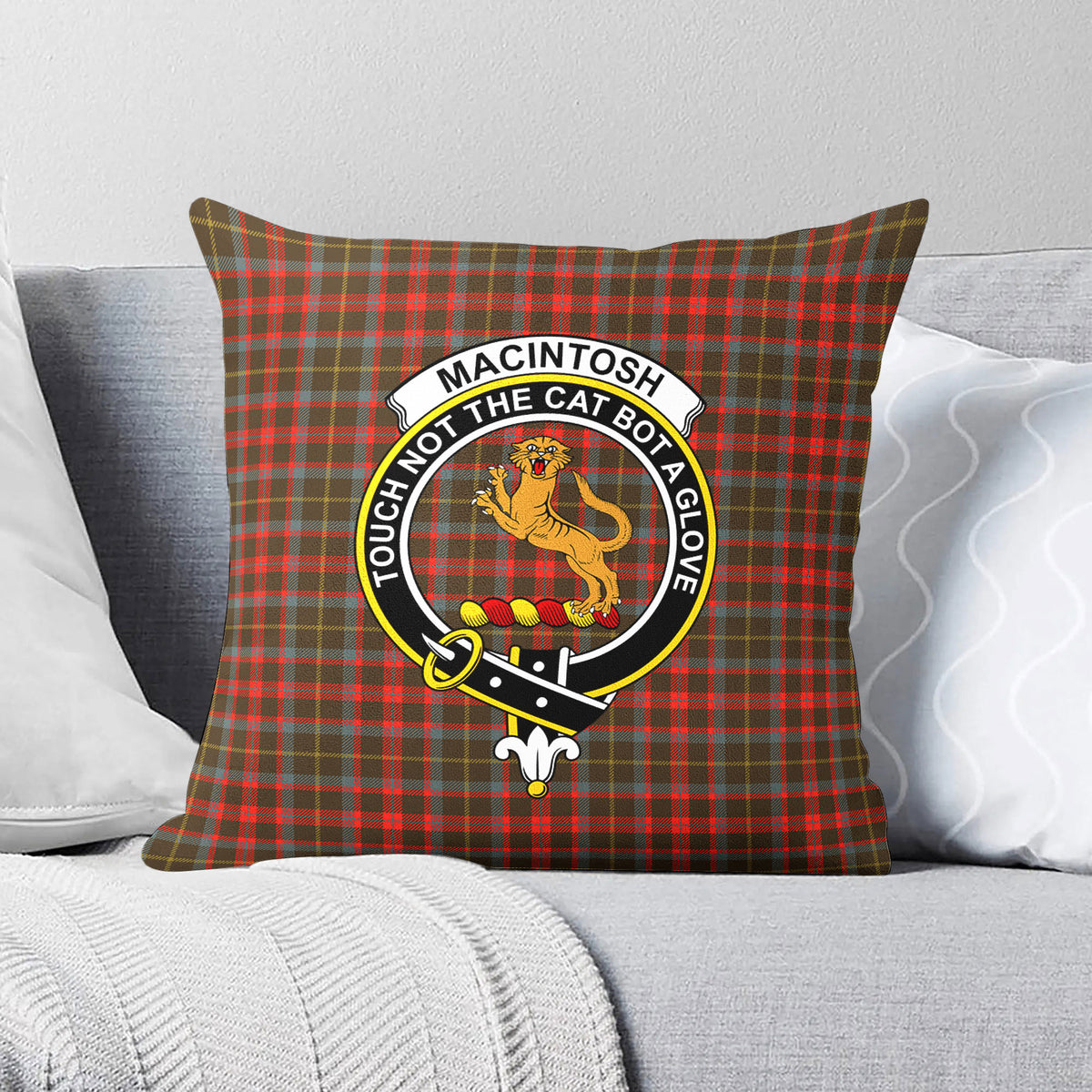 MacIntosh Hunting Weathered Tartan Crest Pillow Cover