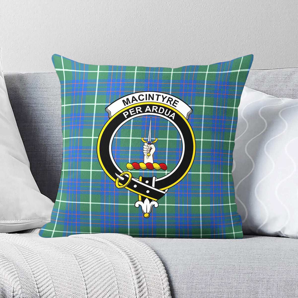 MacIntyre Hunting Ancient Tartan Crest Pillow Cover