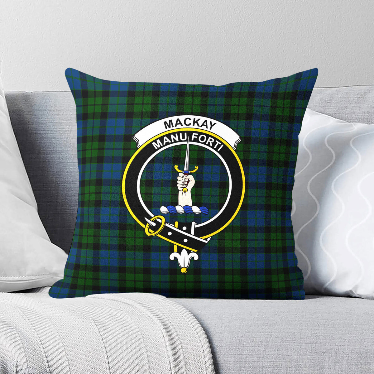 MacKay Modern Tartan Crest Pillow Cover