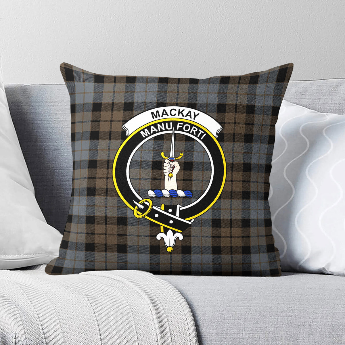 MacKay Weathered Tartan Crest Pillow Cover