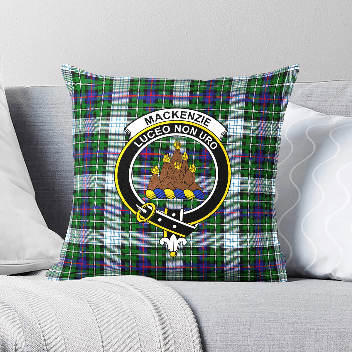 MacKenzie Dress Modern Tartan Crest Pillow Cover