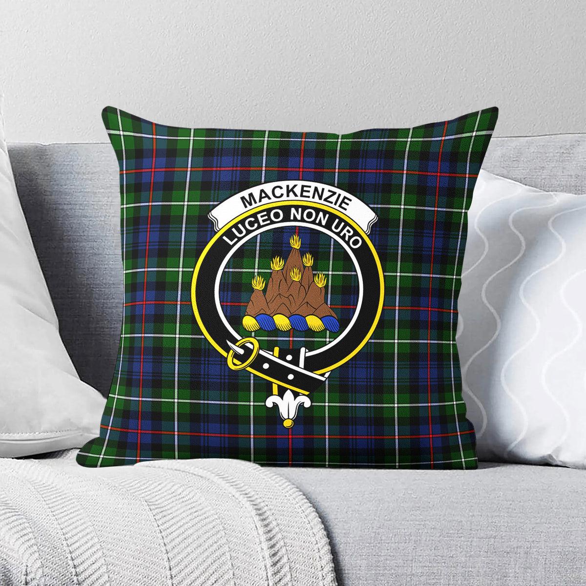 MacKenzie Modern Tartan Crest Pillow Cover