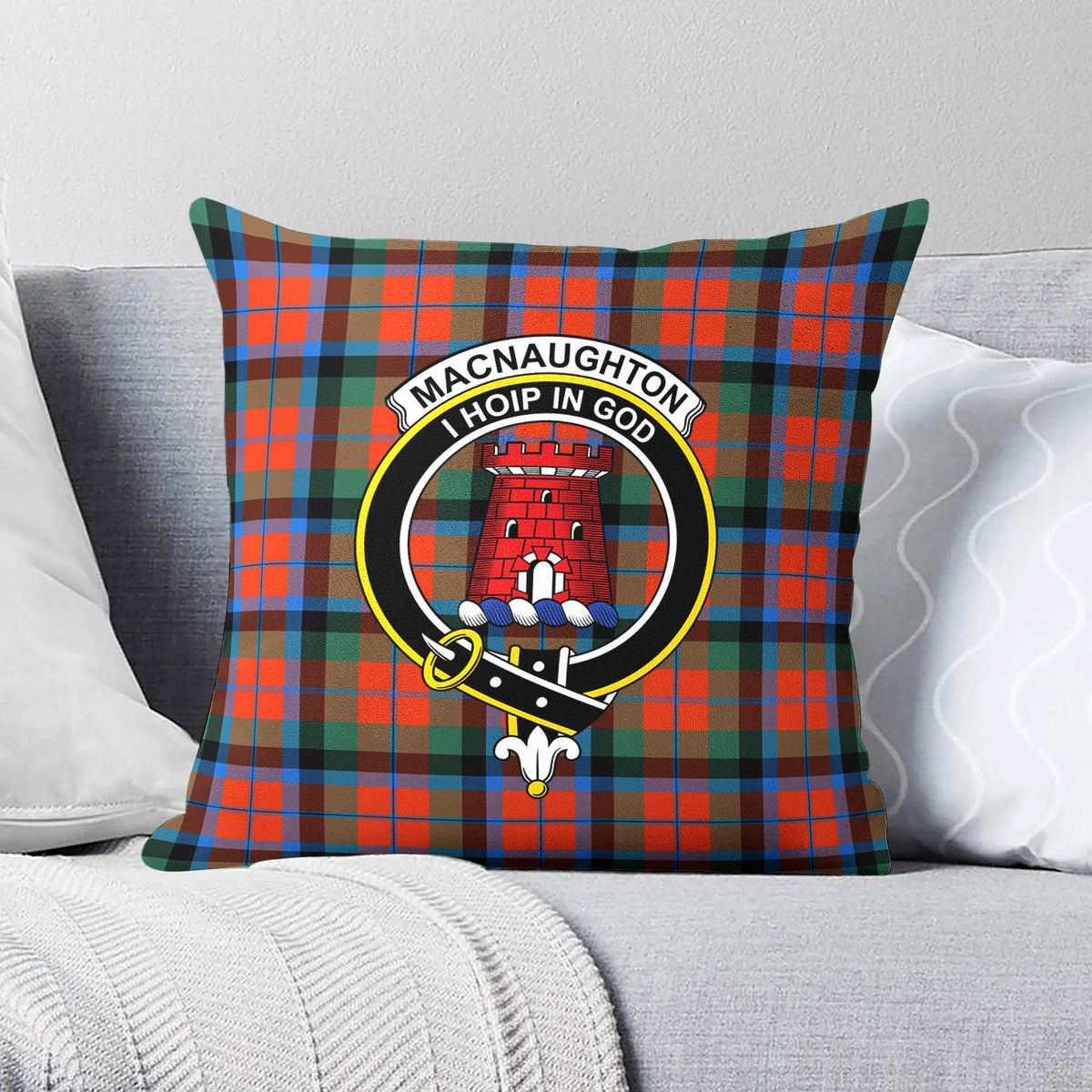 MacNaughton Ancient Tartan Crest Pillow Cover