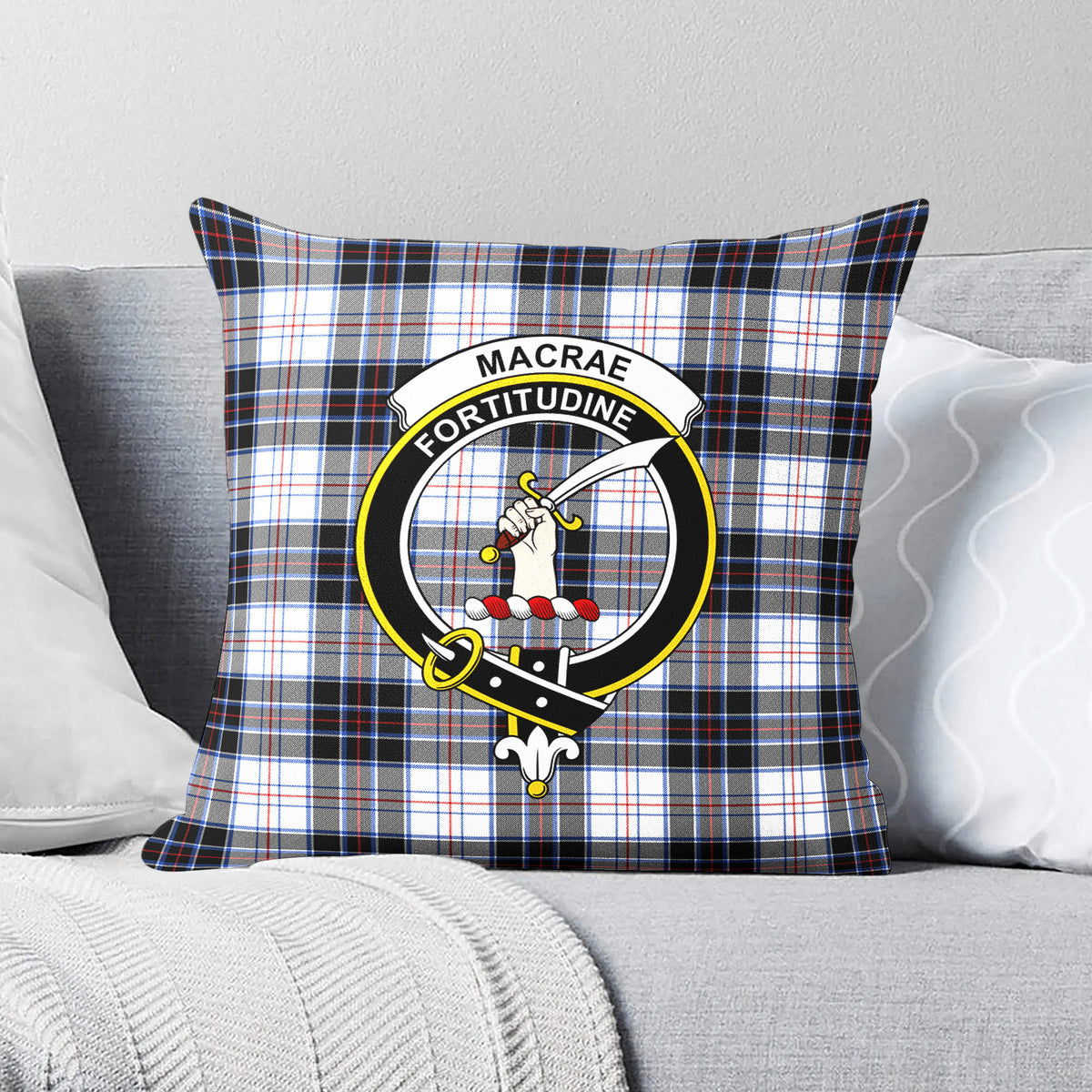 MacRae Dress Modern Tartan Crest Pillow Cover