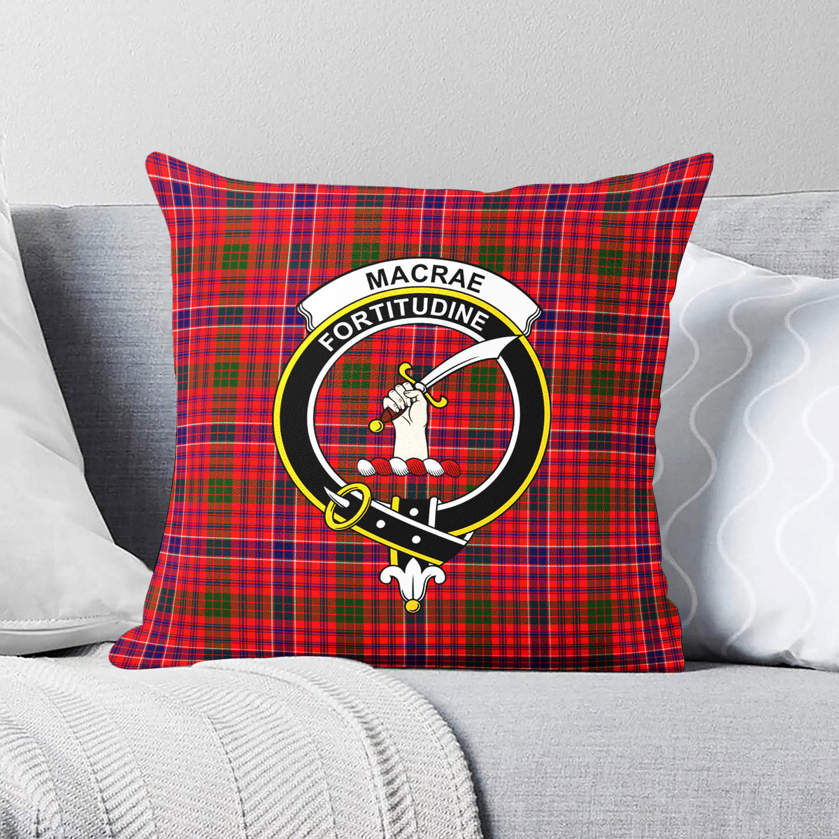 MacRae Modern Tartan Crest Pillow Cover