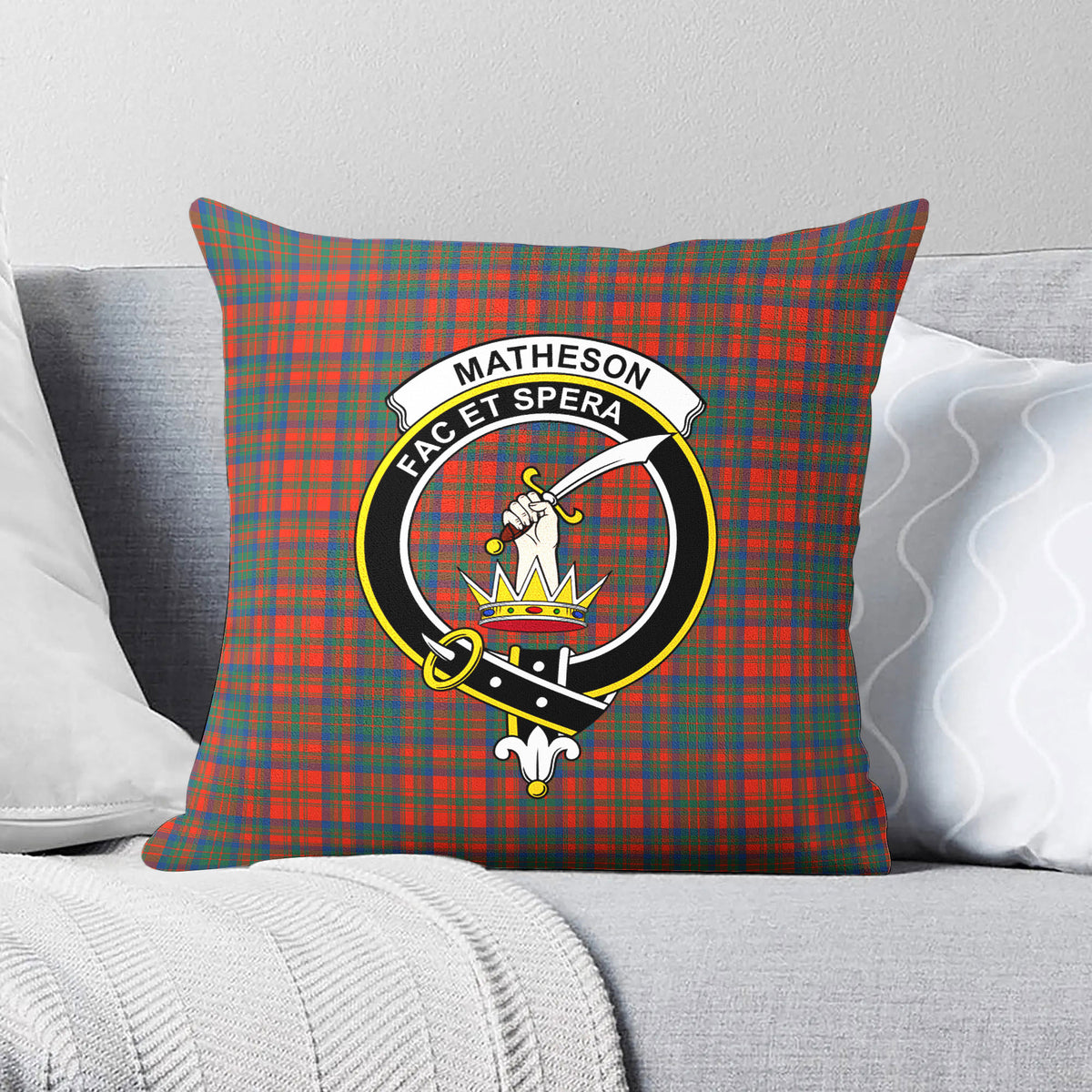 Matheson Ancient Tartan Crest Pillow Cover