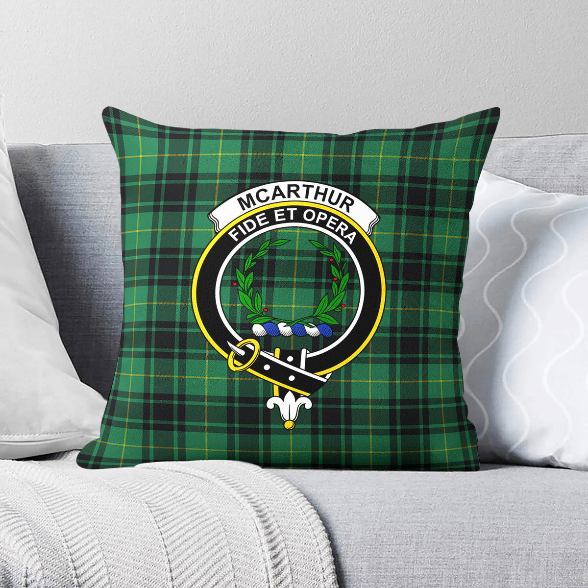 McArthur Ancient Tartan Crest Pillow Cover