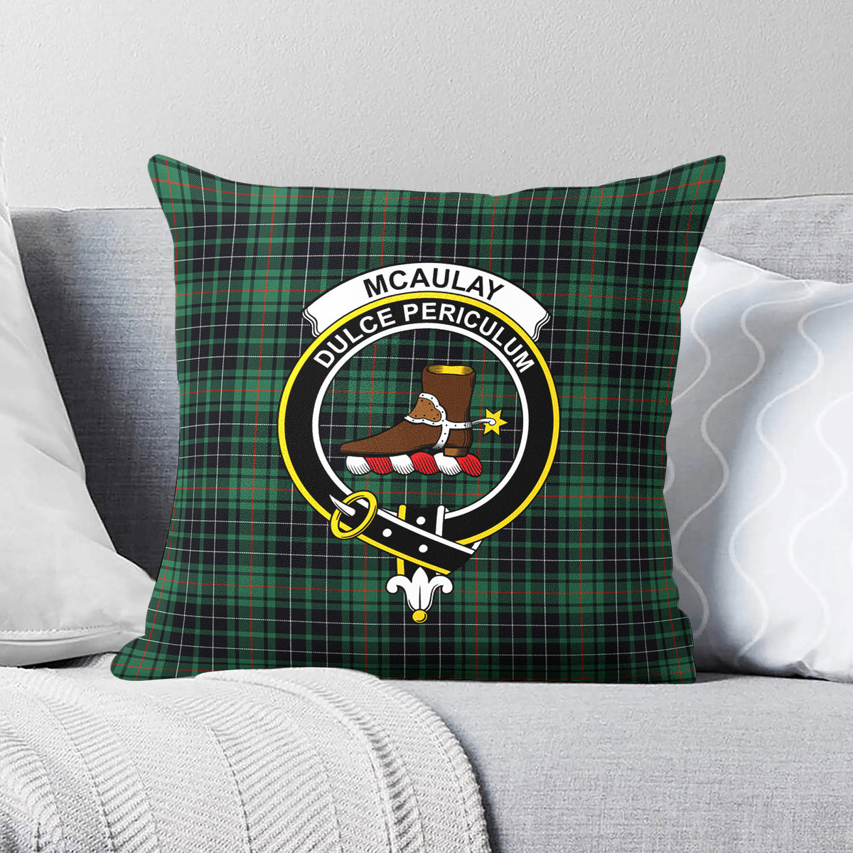 McAulay Hunting Ancient Tartan Crest Pillow Cover