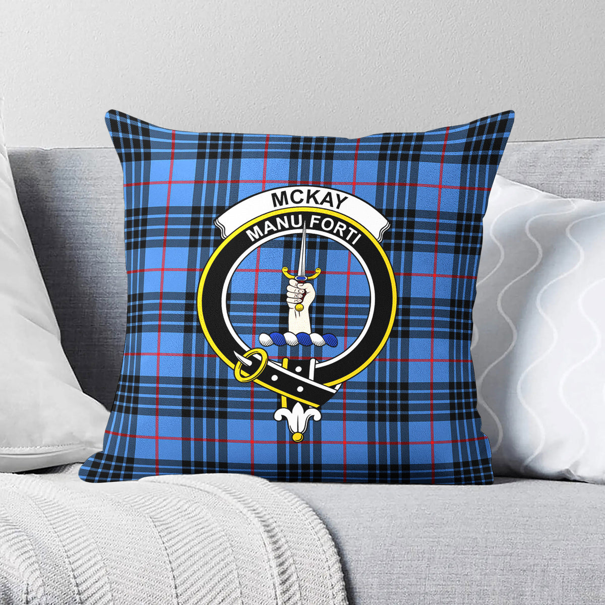 McKay Blue Tartan Crest Pillow Cover