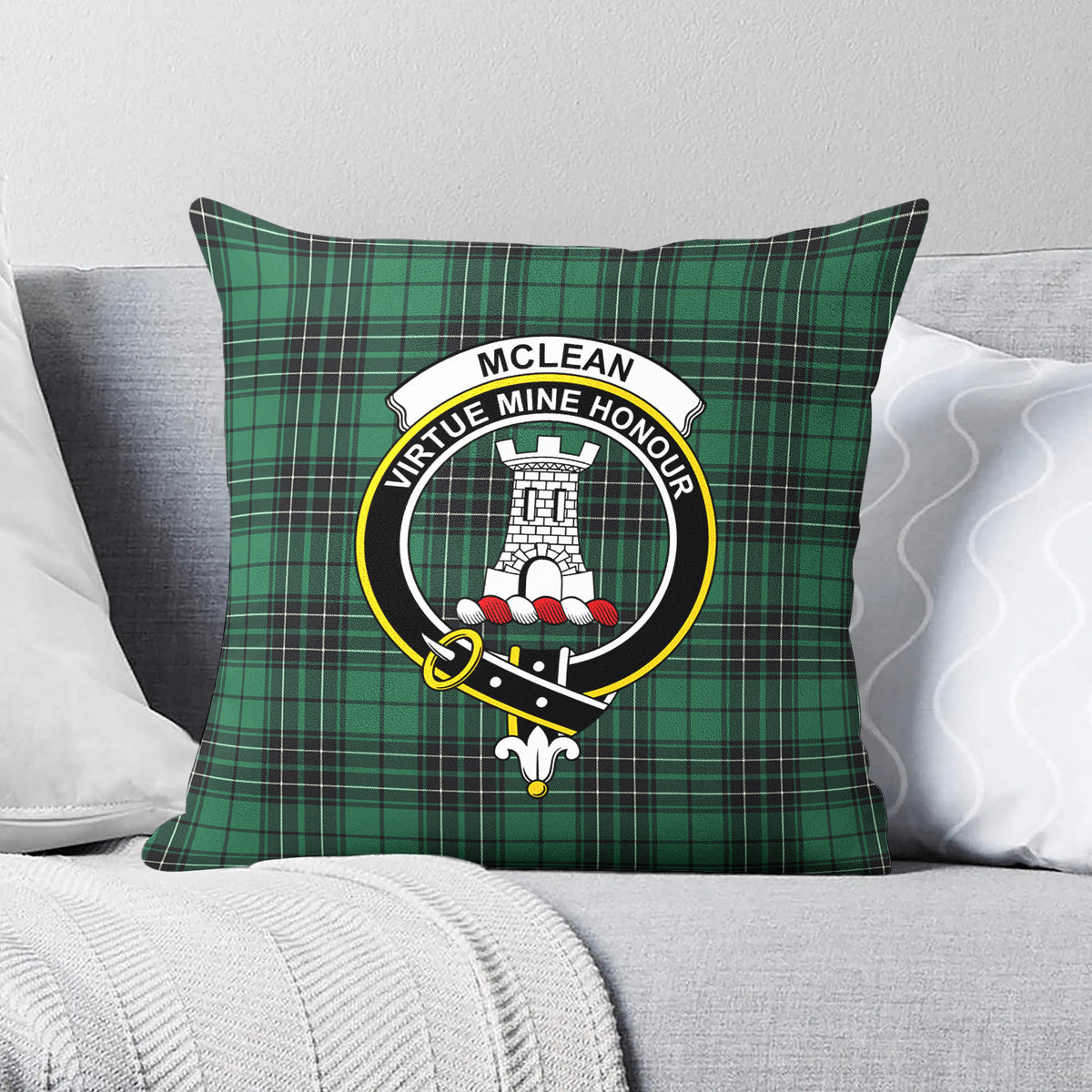 McLean Hunting Ancient Tartan Crest Pillow Cover