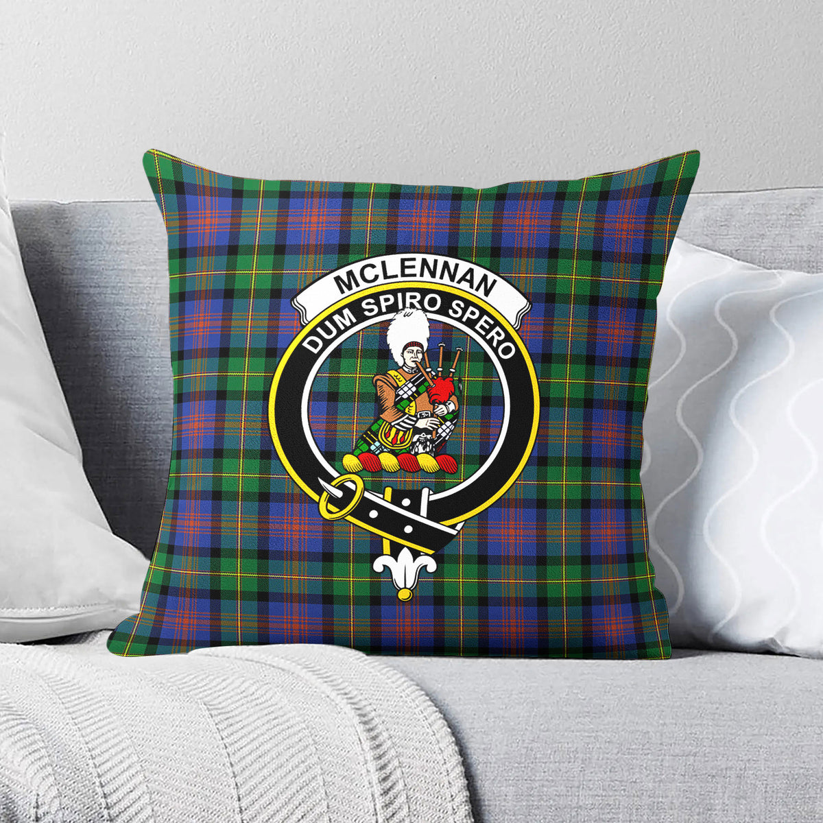 McLennan Ancient Tartan Crest Pillow Cover