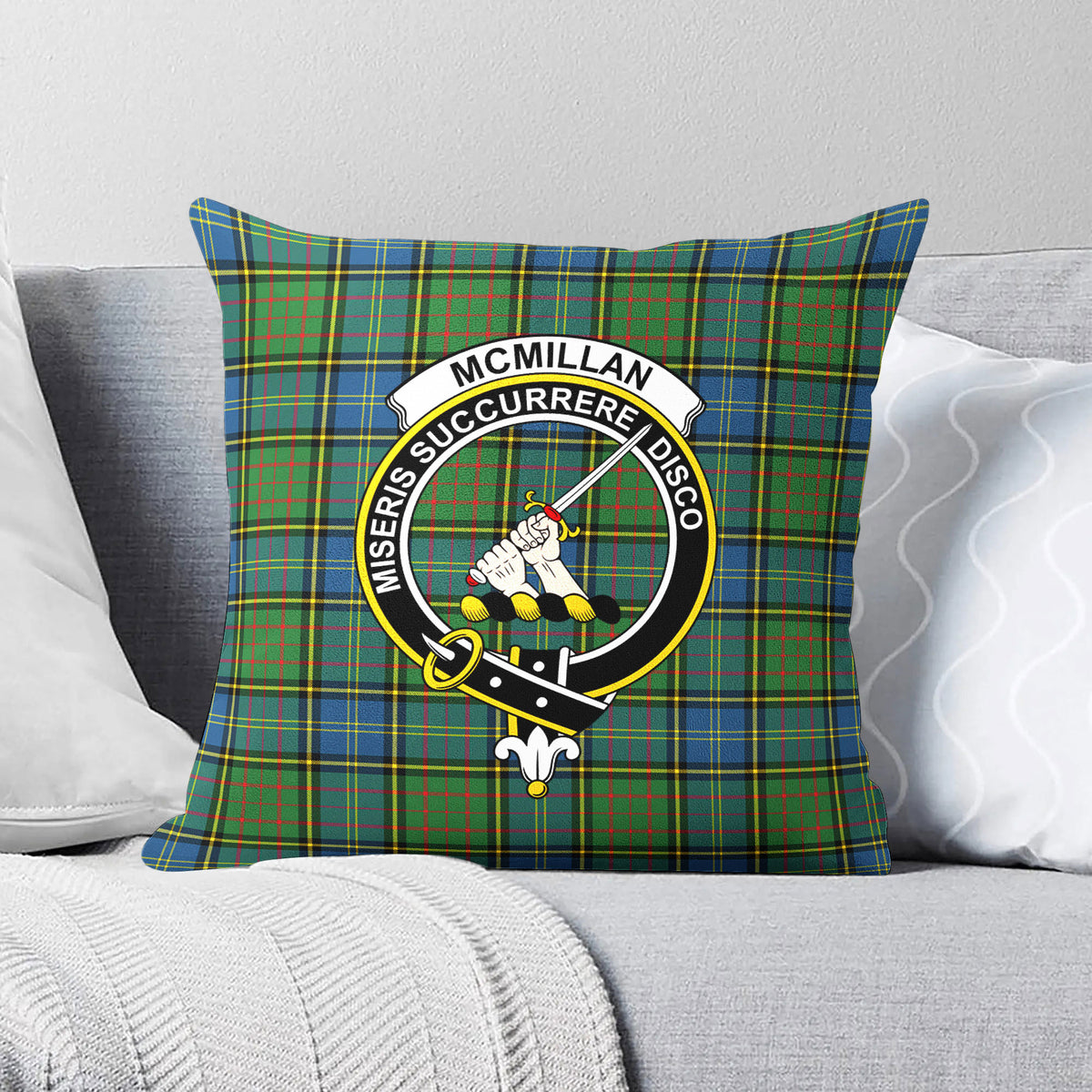 McMillan Hunting Ancient Tartan Crest Pillow Cover