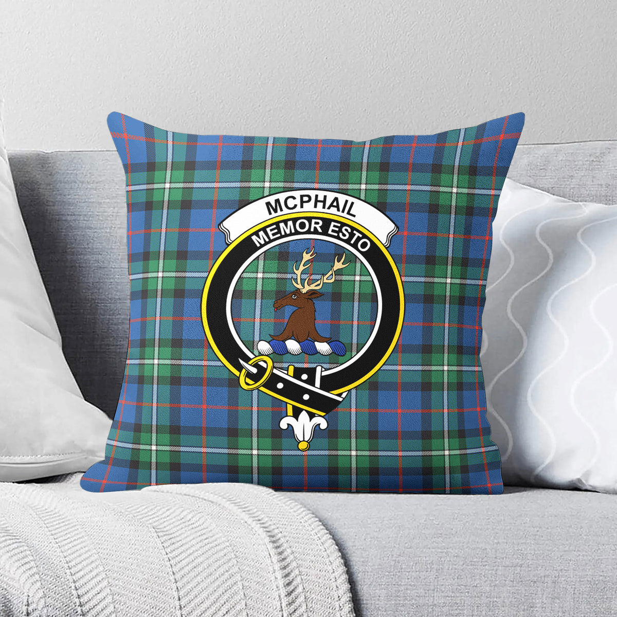 McPhail Hunting Ancient Tartan Crest Pillow Cover