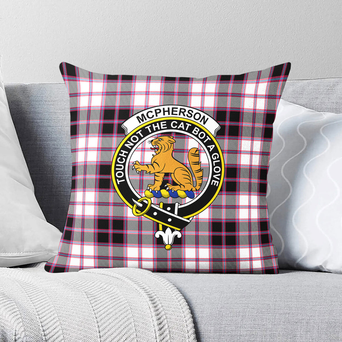 McPherson Hunting Modern Tartan Crest Pillow Cover