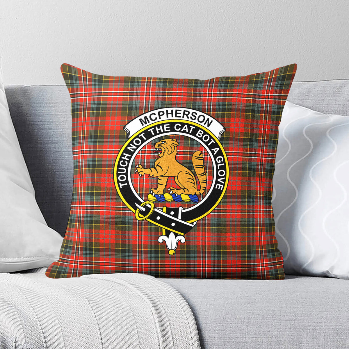 McPherson Weathered Tartan Crest Pillow Cover