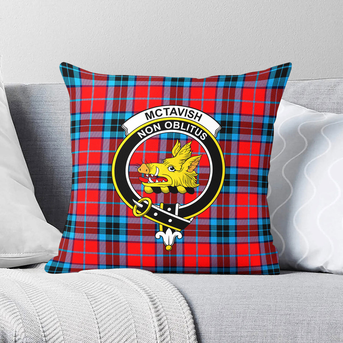 McTavish Modern Tartan Crest Pillow Cover