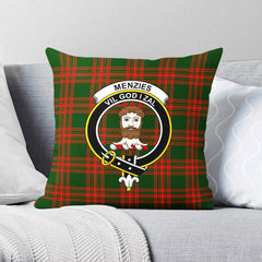 Menzies Green Modern Tartan Crest Pillow Cover