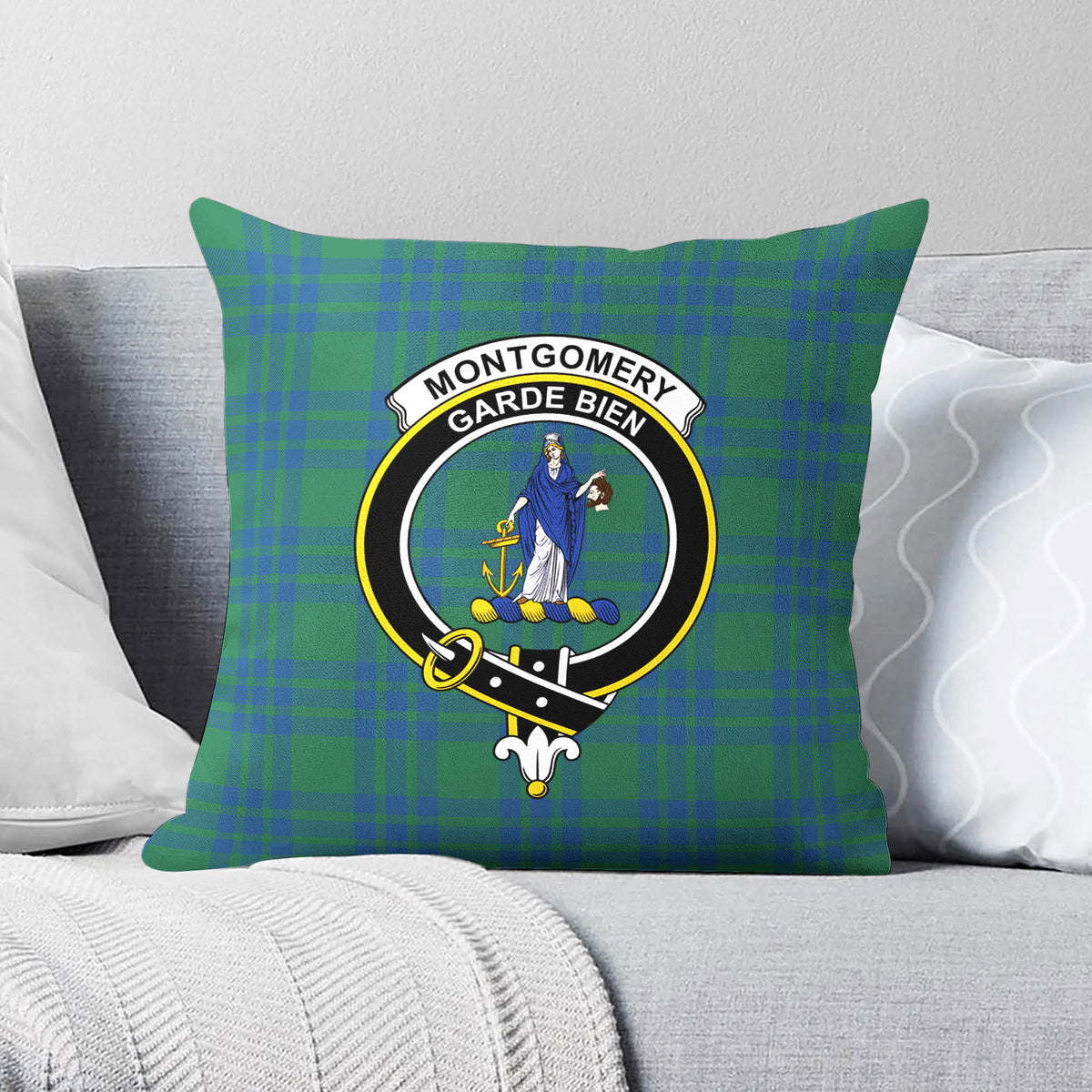 Montgomery Ancient Tartan Crest Pillow Cover