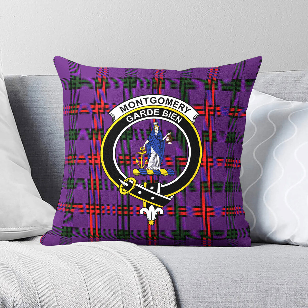 Montgomery Modern Tartan Crest Pillow Cover