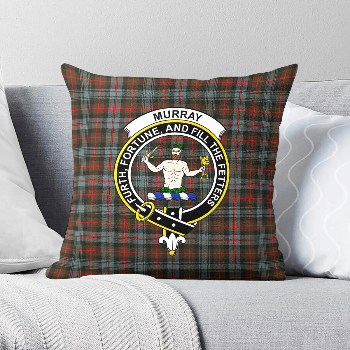 Murray of Atholl Weathered Tartan Crest Pillow Cover