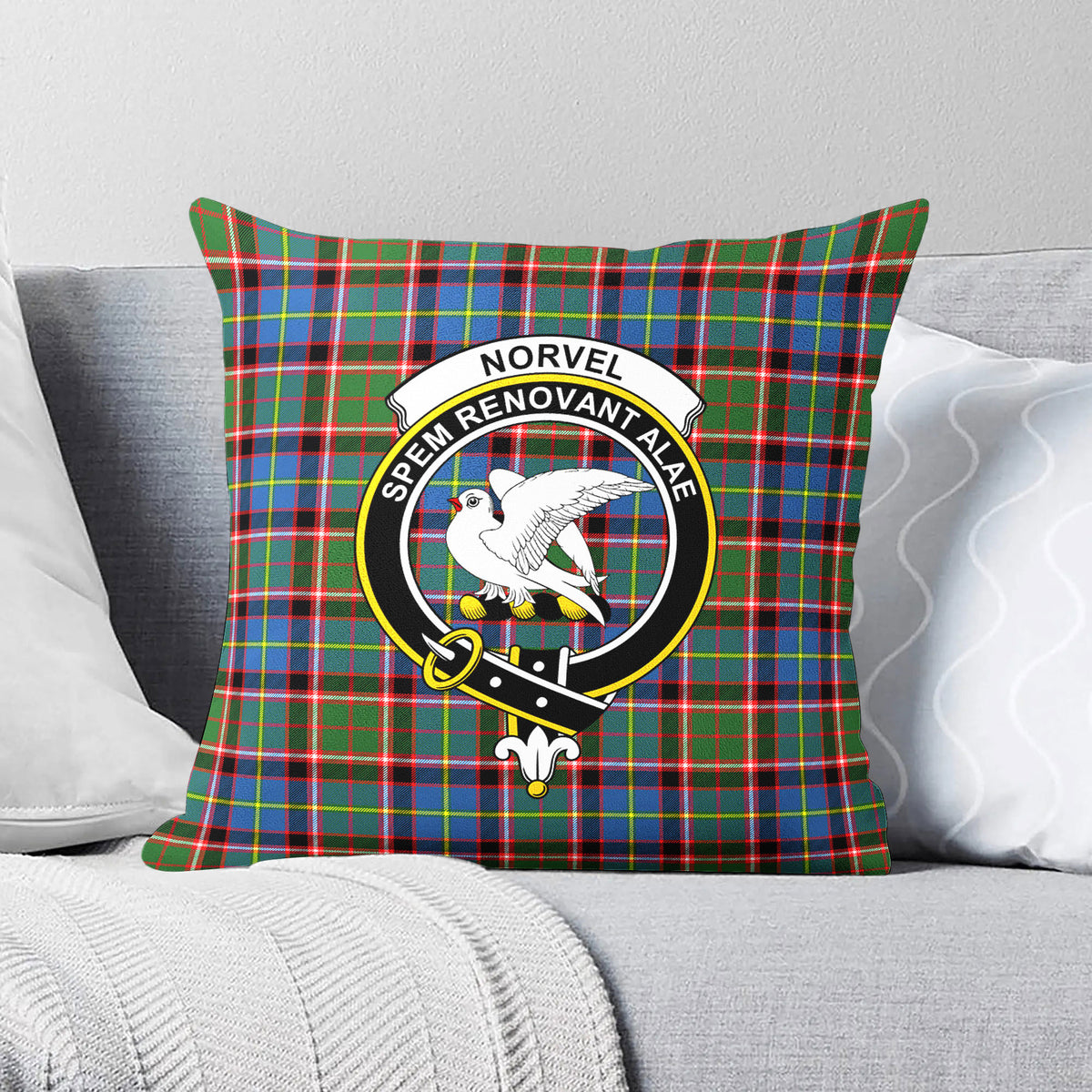 Norvel (or Norvill) Tartan Crest Pillow Cover