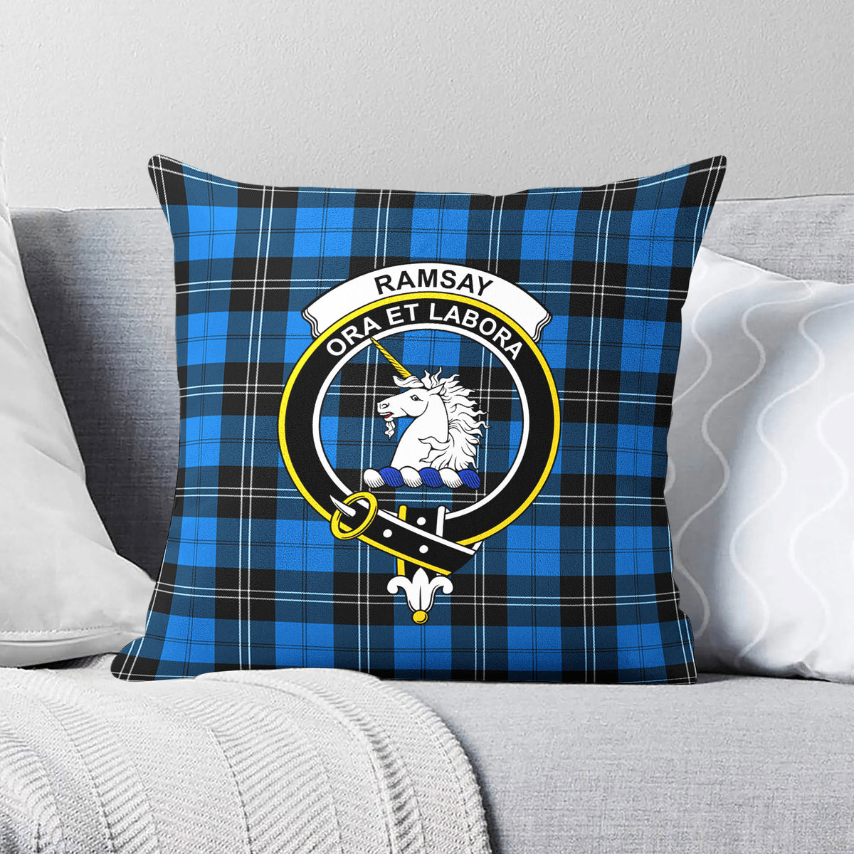 Ramsay Blue Ancient Tartan Crest Pillow Cover