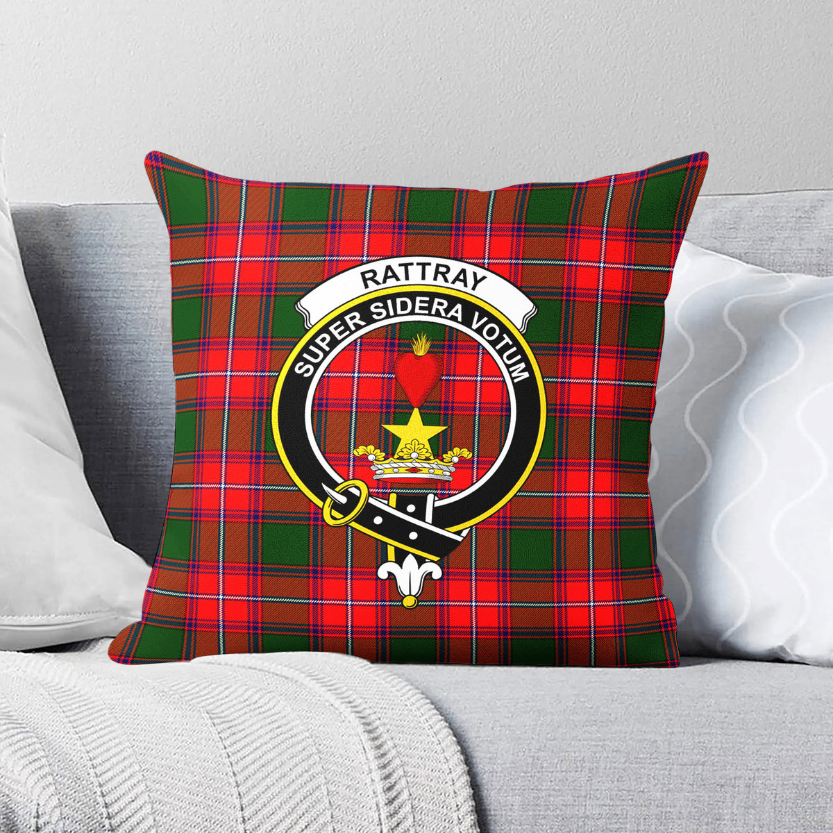 Rattray Modern Tartan Crest Pillow Cover