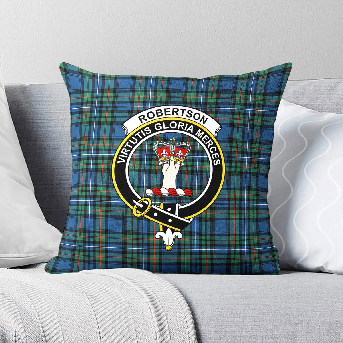 Robertson Hunting Ancient Tartan Crest Pillow Cover