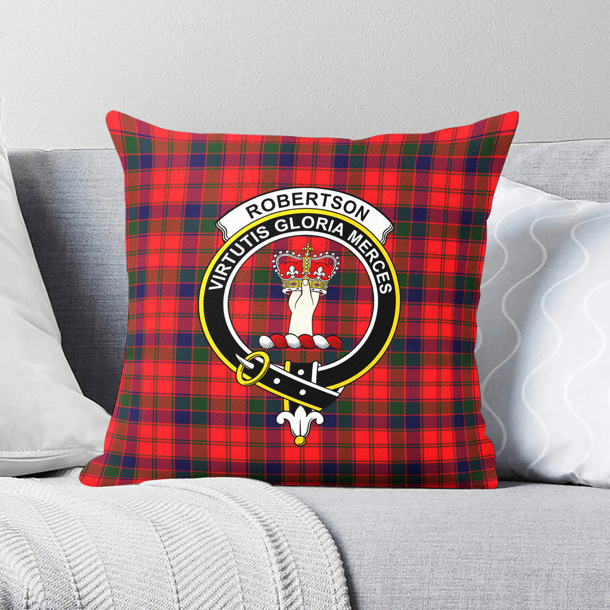 Robertson Modern Tartan Crest Pillow Cover