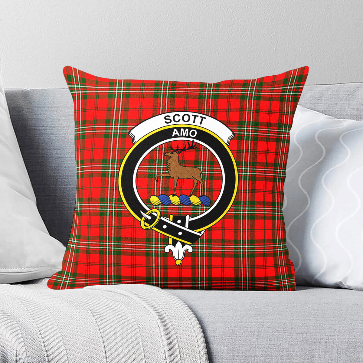 Scott Modern Tartan Crest Pillow Cover