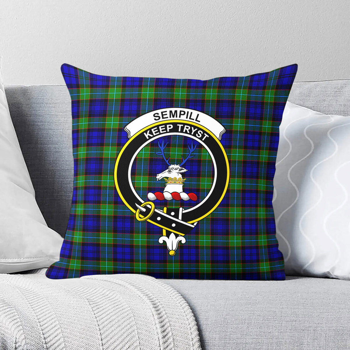 Sempill Modern Tartan Crest Pillow Cover