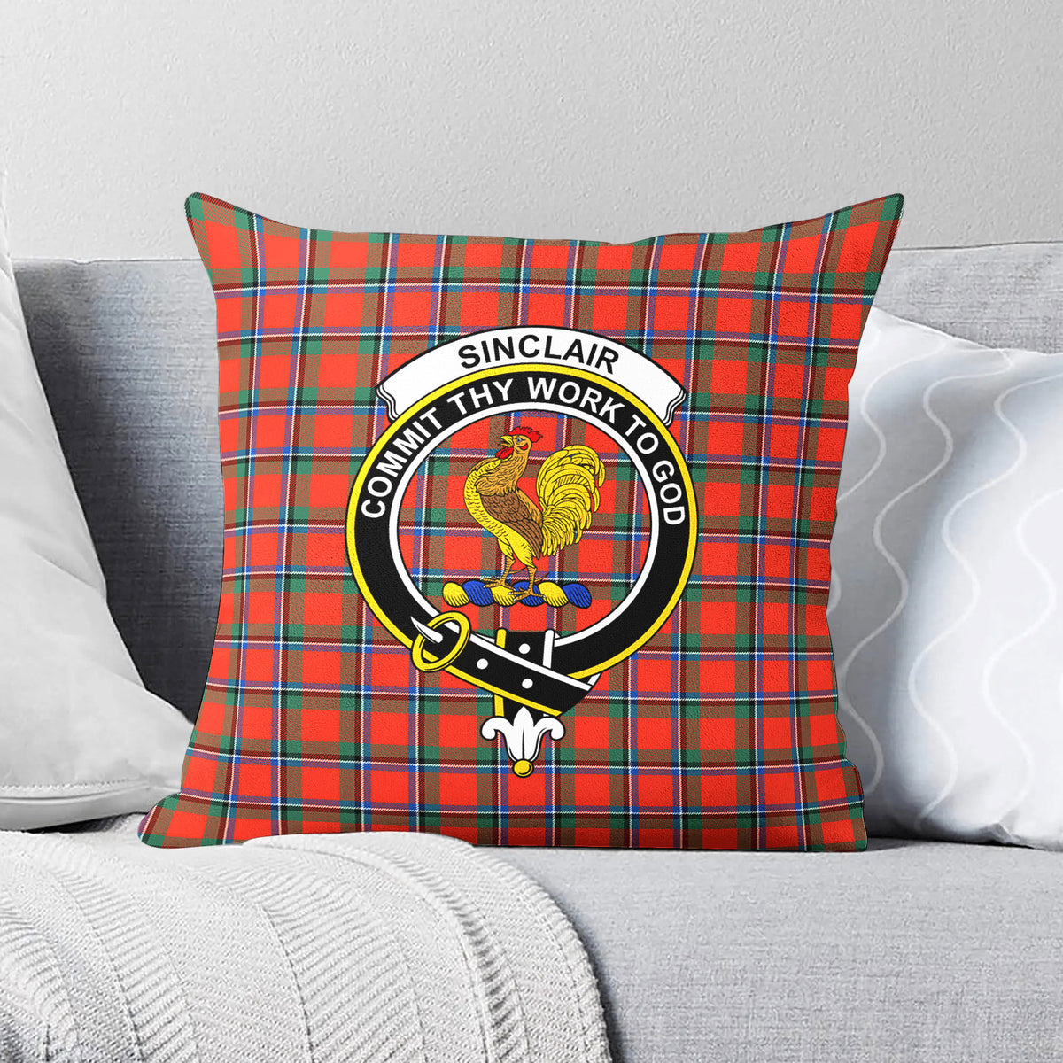 Sinclair Ancient Tartan Crest Pillow Cover