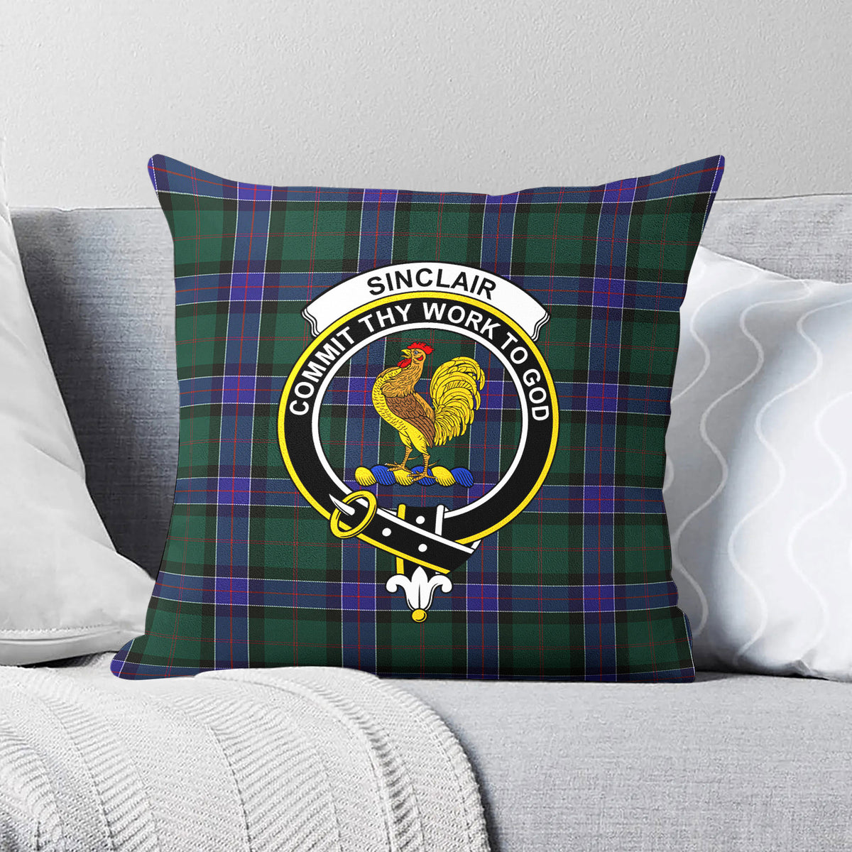 Sinclair Hunting Modern Tartan Crest Pillow Cover