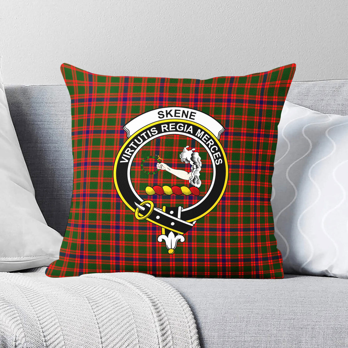 Skene Modern Tartan Crest Pillow Cover