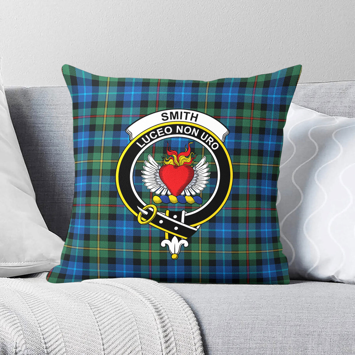 Smith Ancient Tartan Crest Pillow Cover