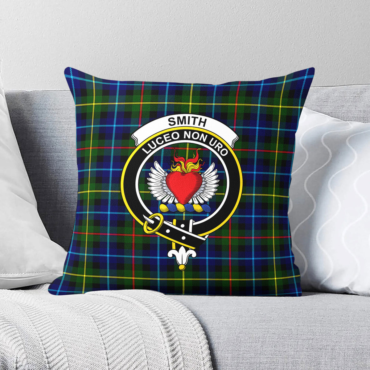 Smith Modern Tartan Crest Pillow Cover