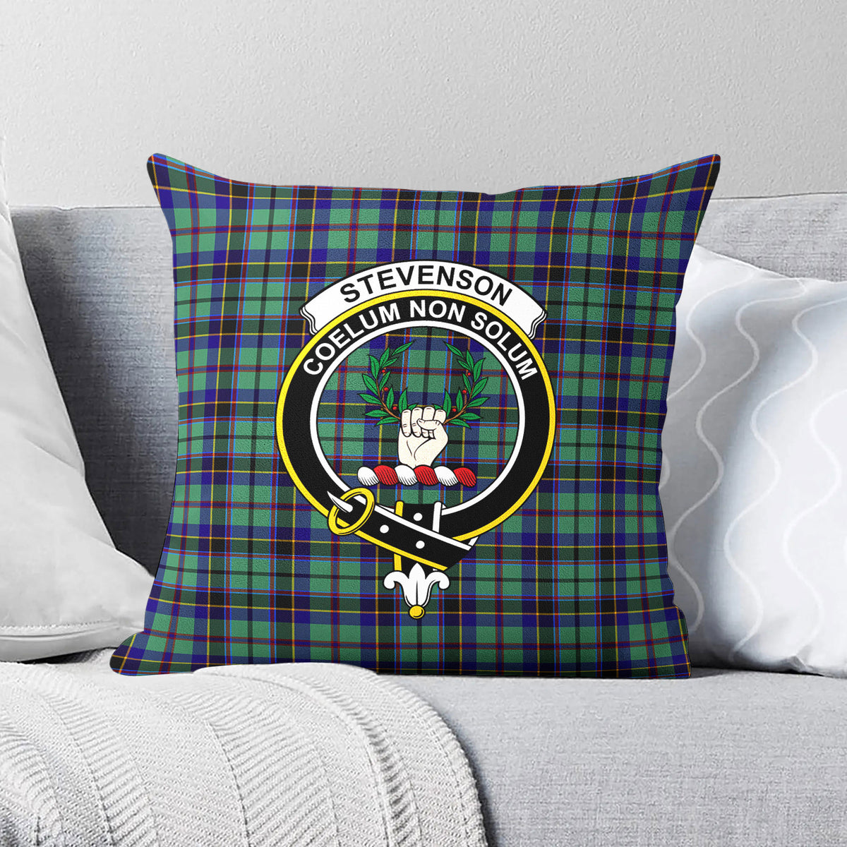 Stevenson Tartan Crest Pillow Cover