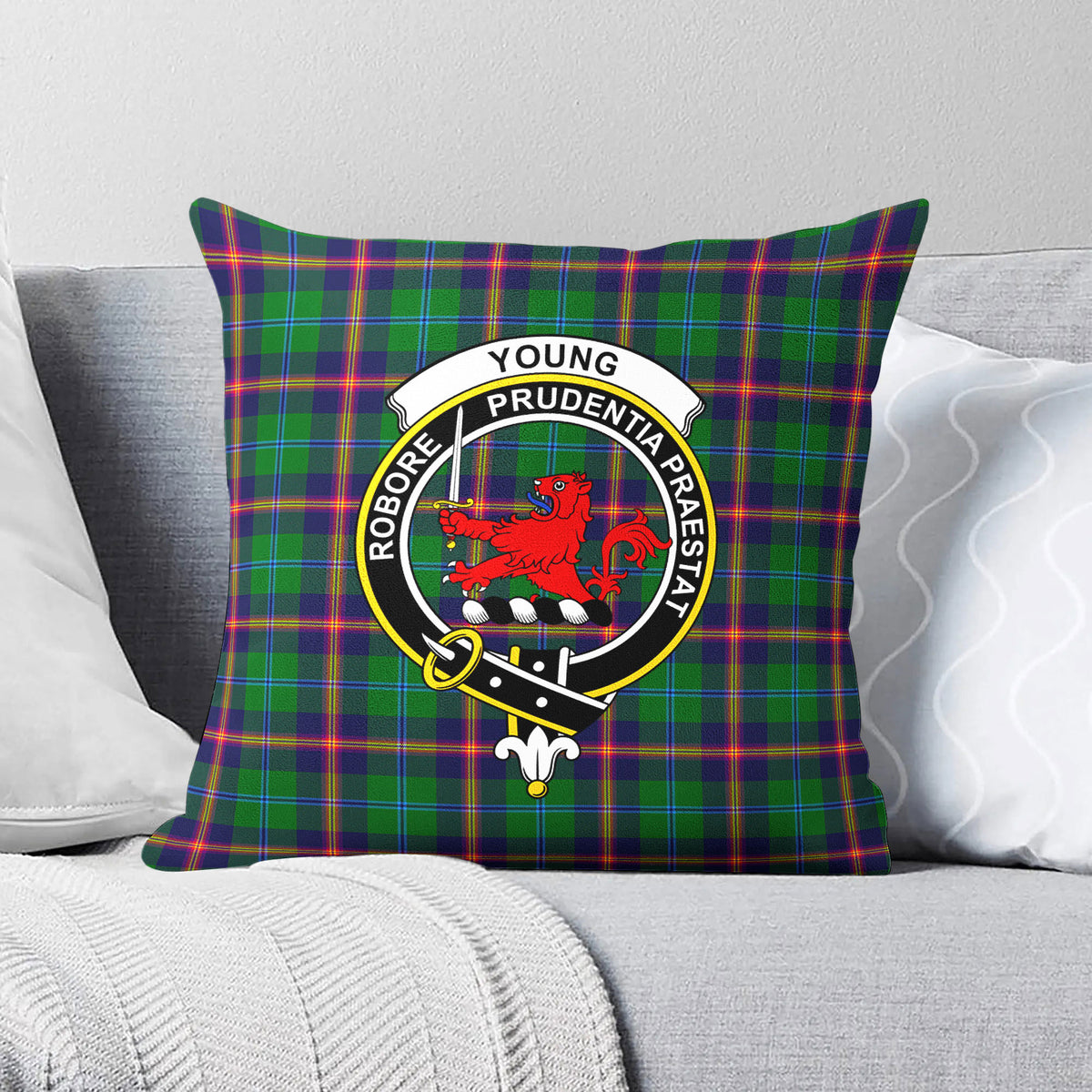 Young Modern Tartan Crest Pillow Cover