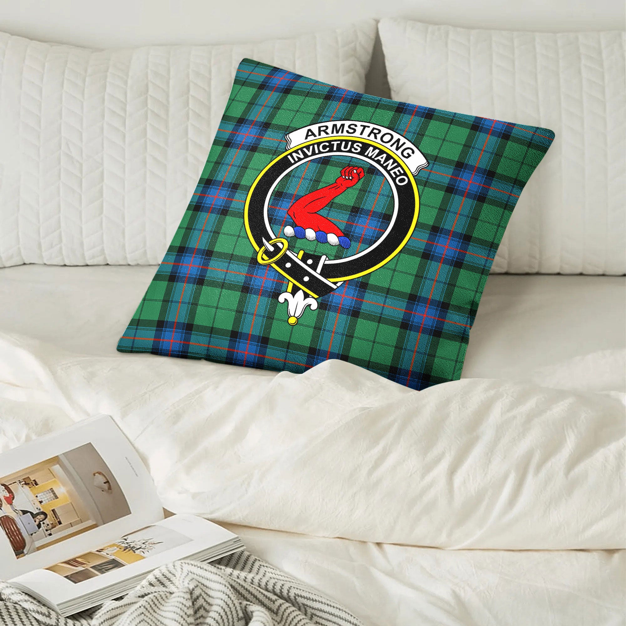 Armstrong Ancient Tartan Crest Pillow Cover