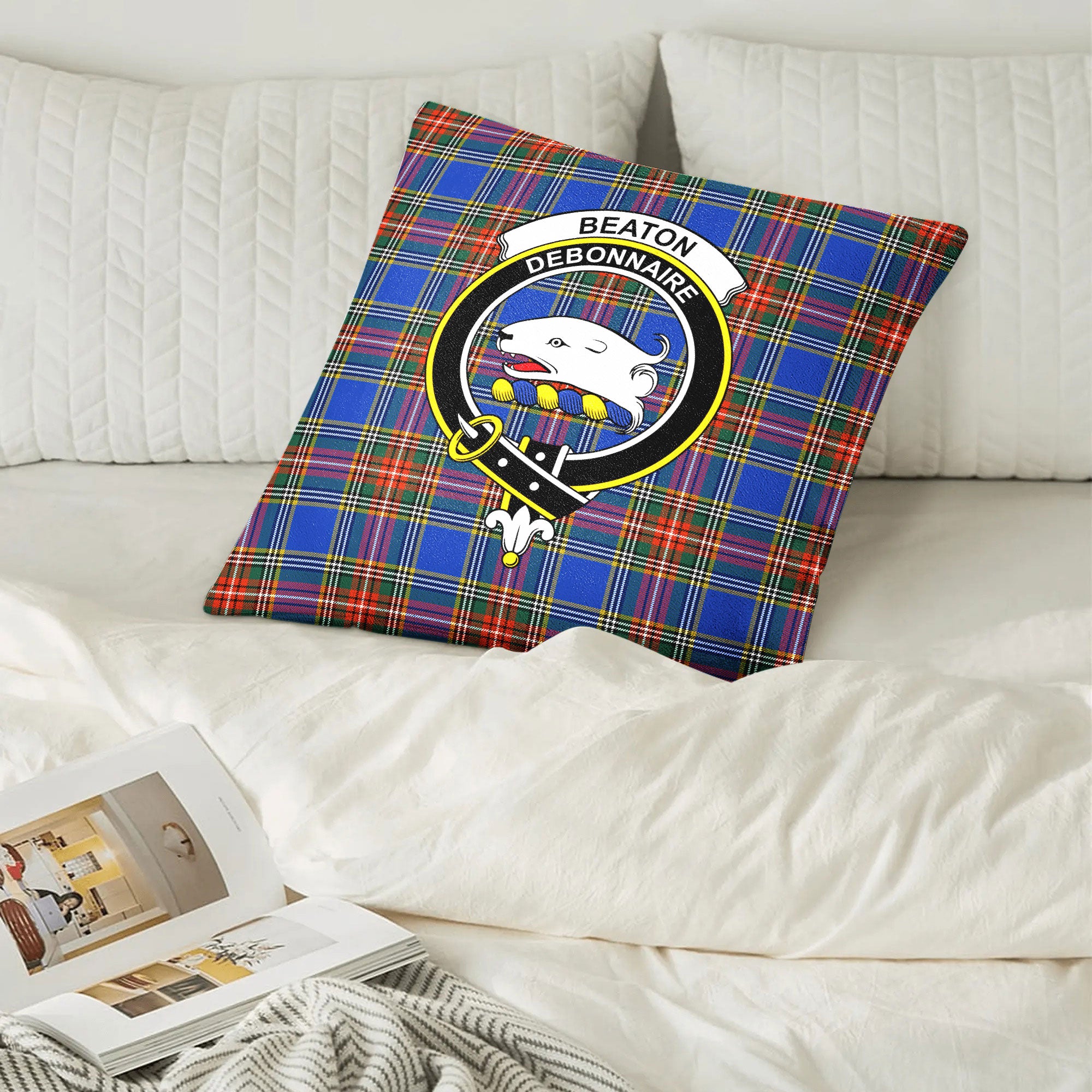 Beaton Ancient Tartan Crest Pillow Cover