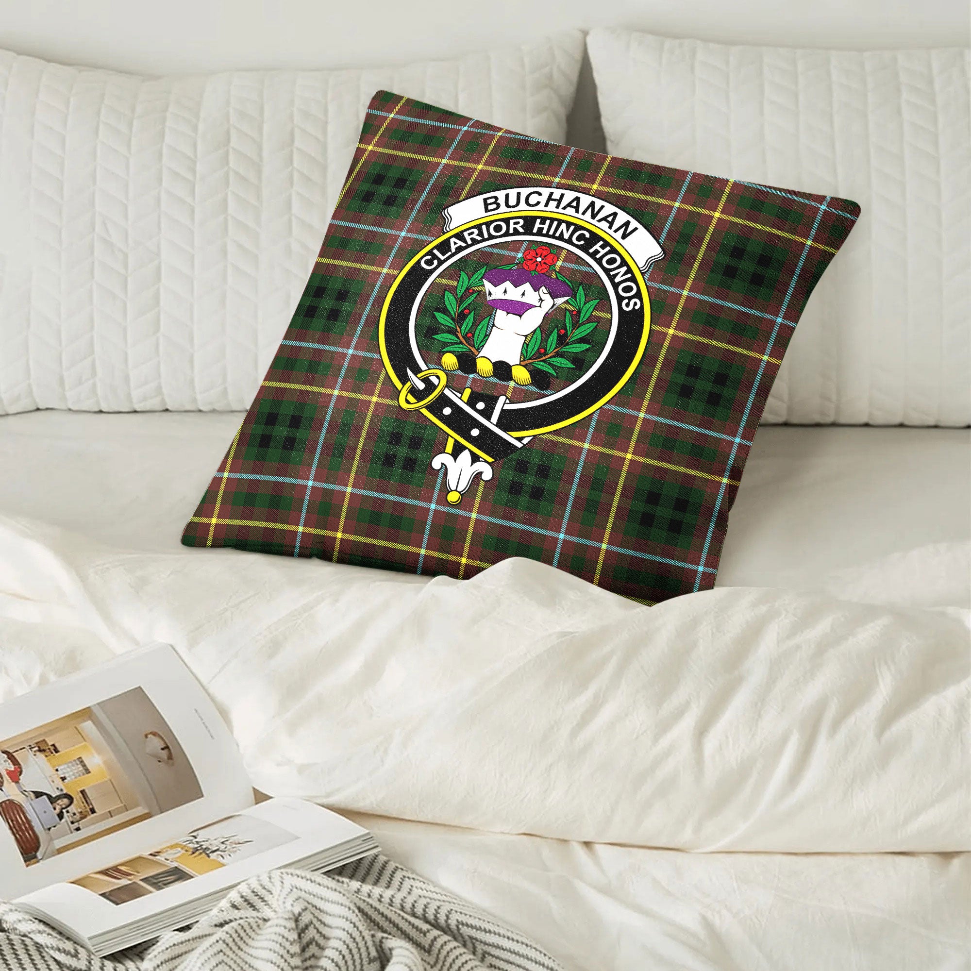 Buchanan Hunting Tartan Crest Pillow Cover