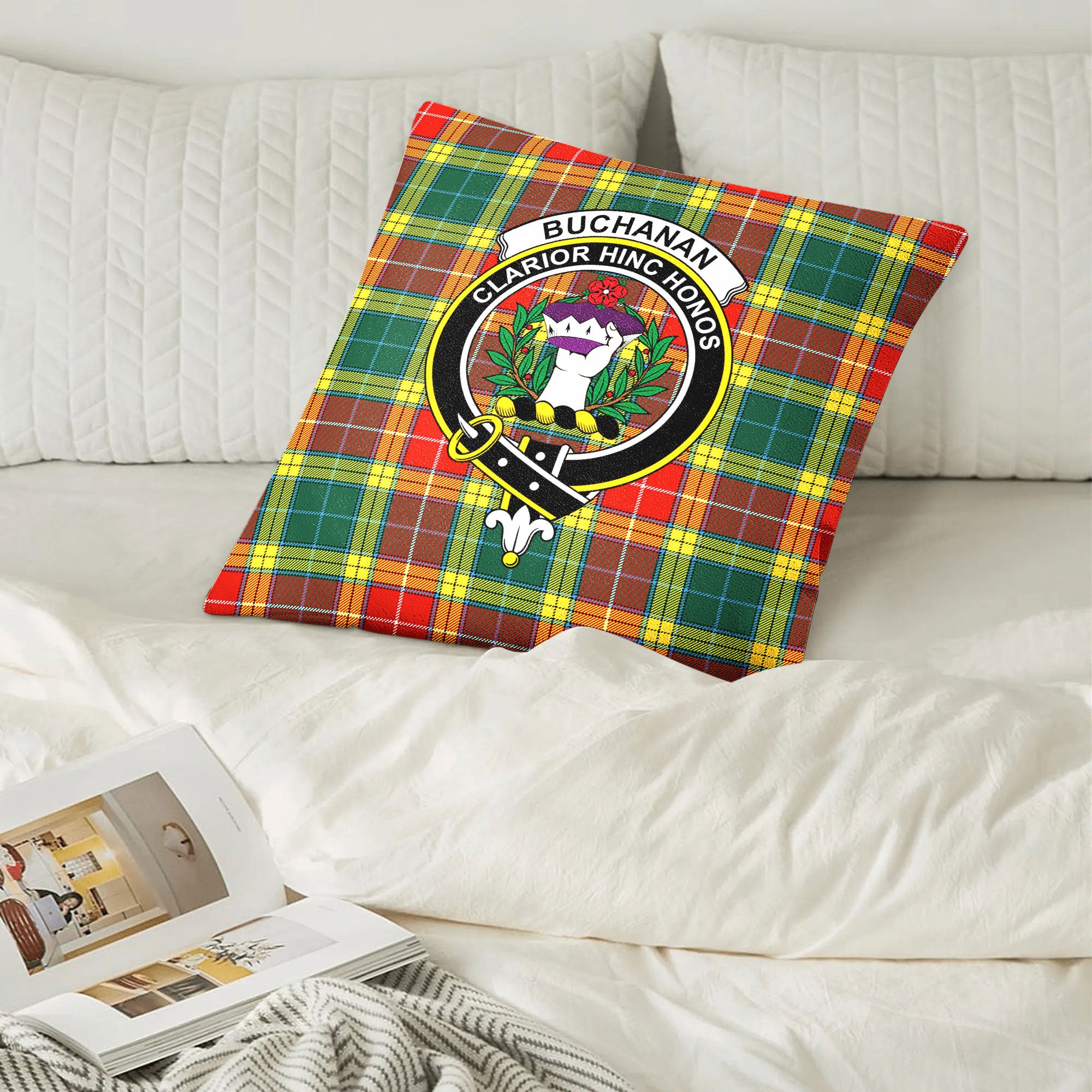 Buchanan Old Sett Tartan Crest Pillow Cover