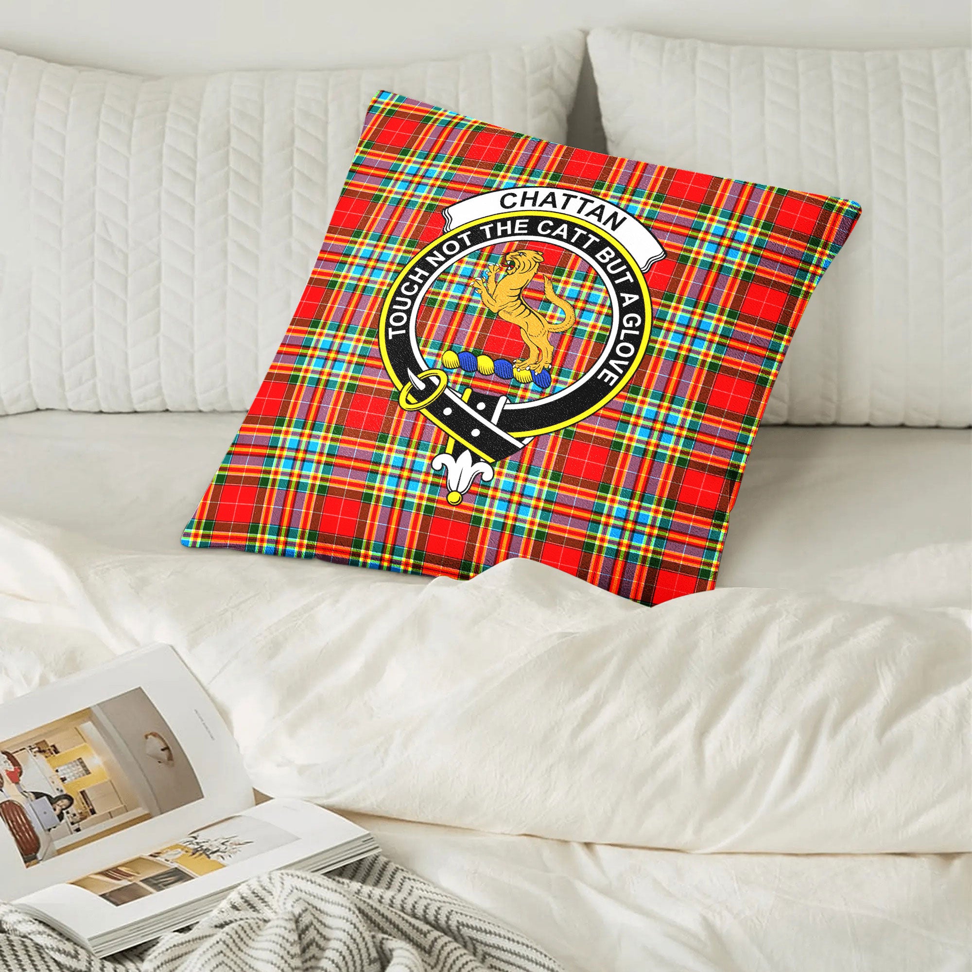 Chattan Tartan Crest Pillow Cover