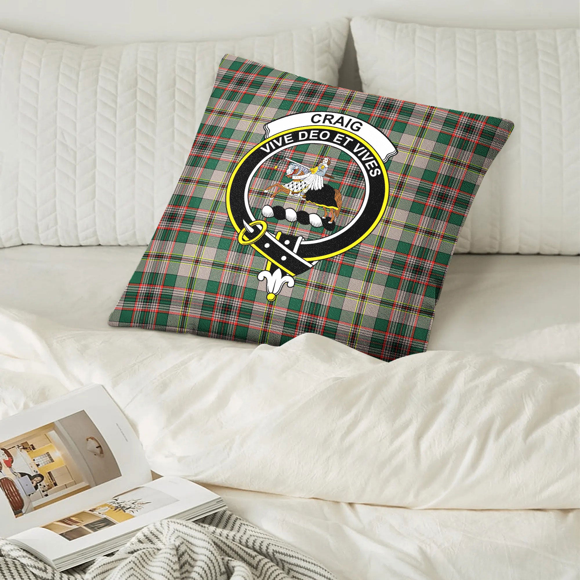 Craig Ancient Tartan Crest Pillow Cover