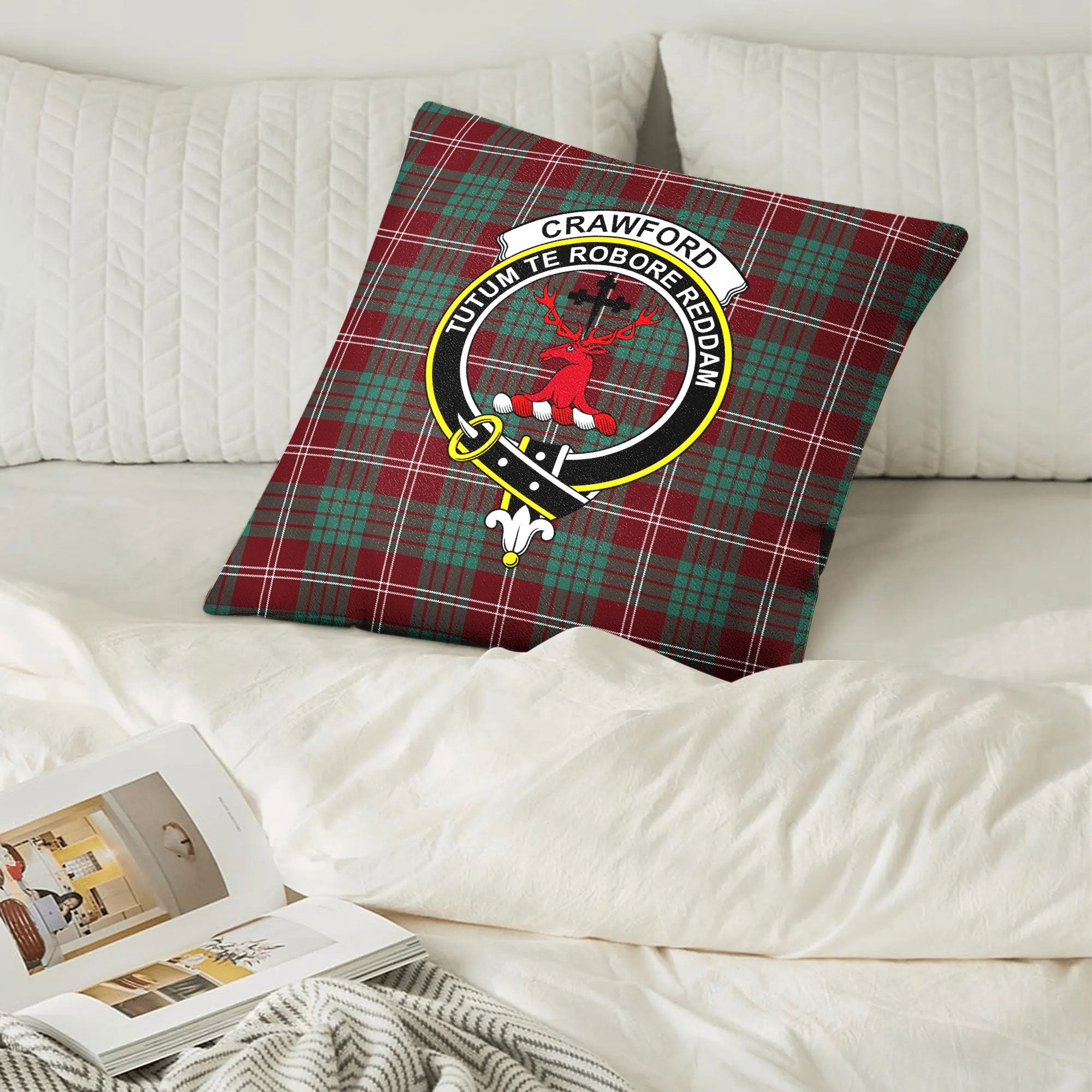 Crawford Modern Tartan Crest Pillow Cover