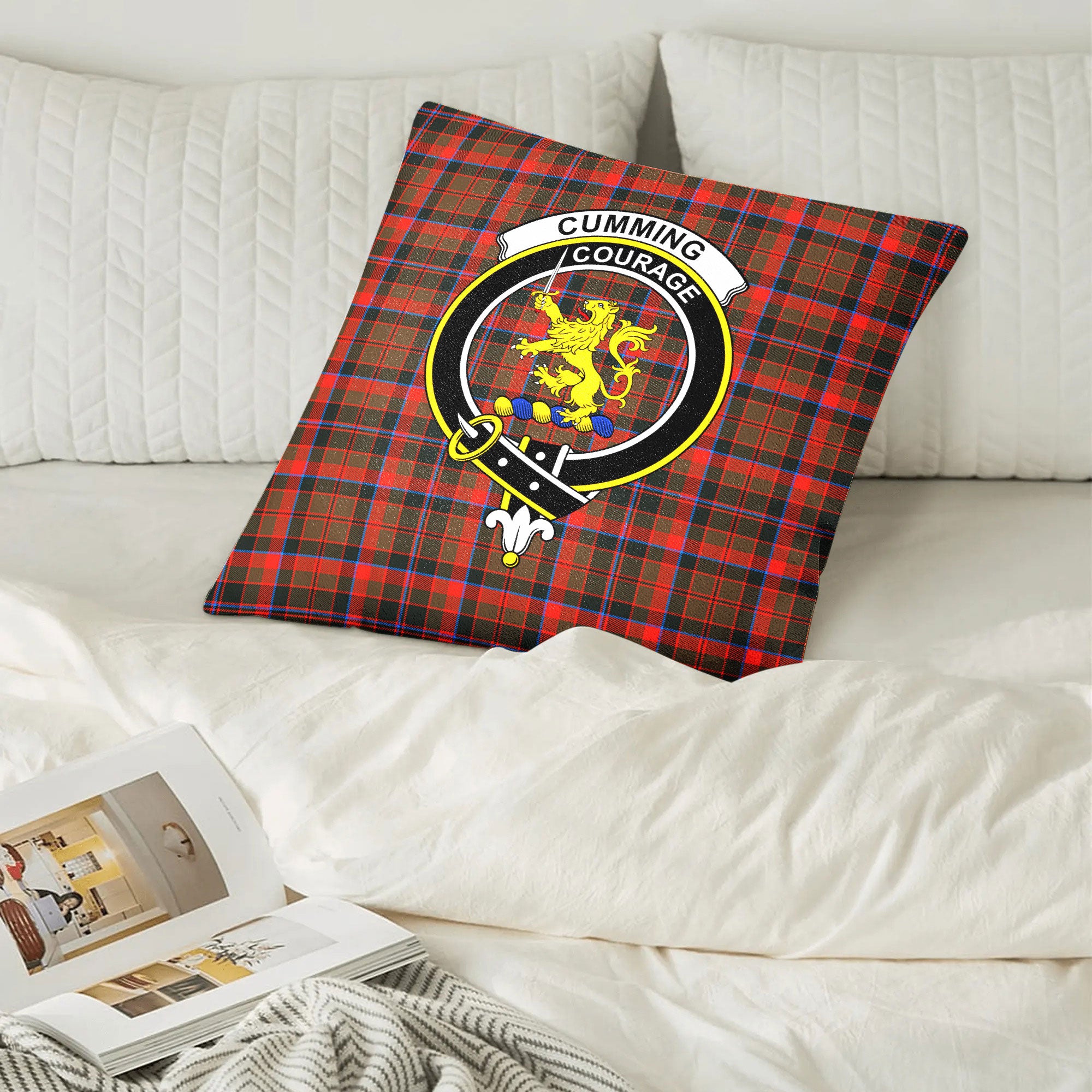 Cumming Hunting Weathered Tartan Crest Pillow Cover