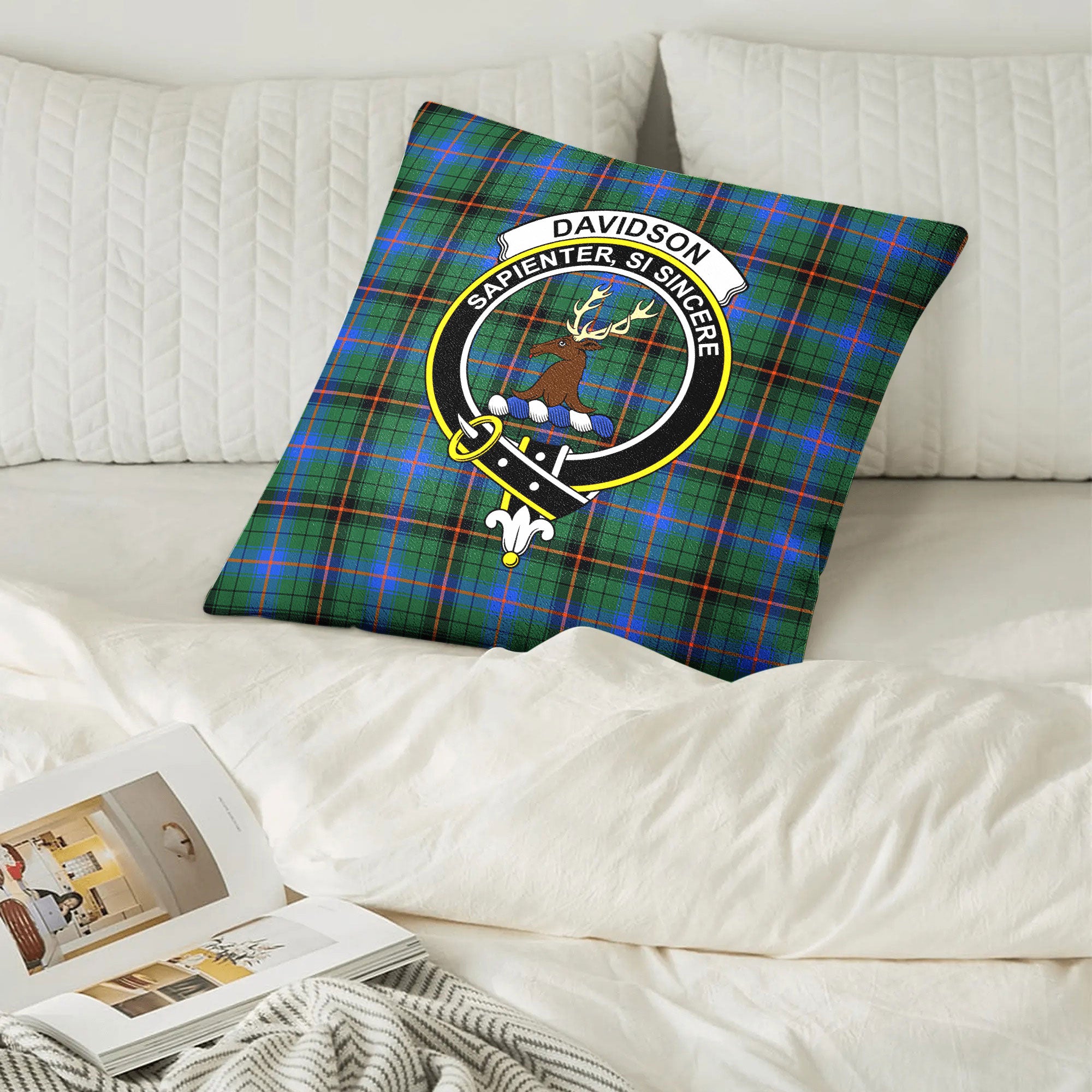 Davidson Ancient Tartan Crest Pillow Cover