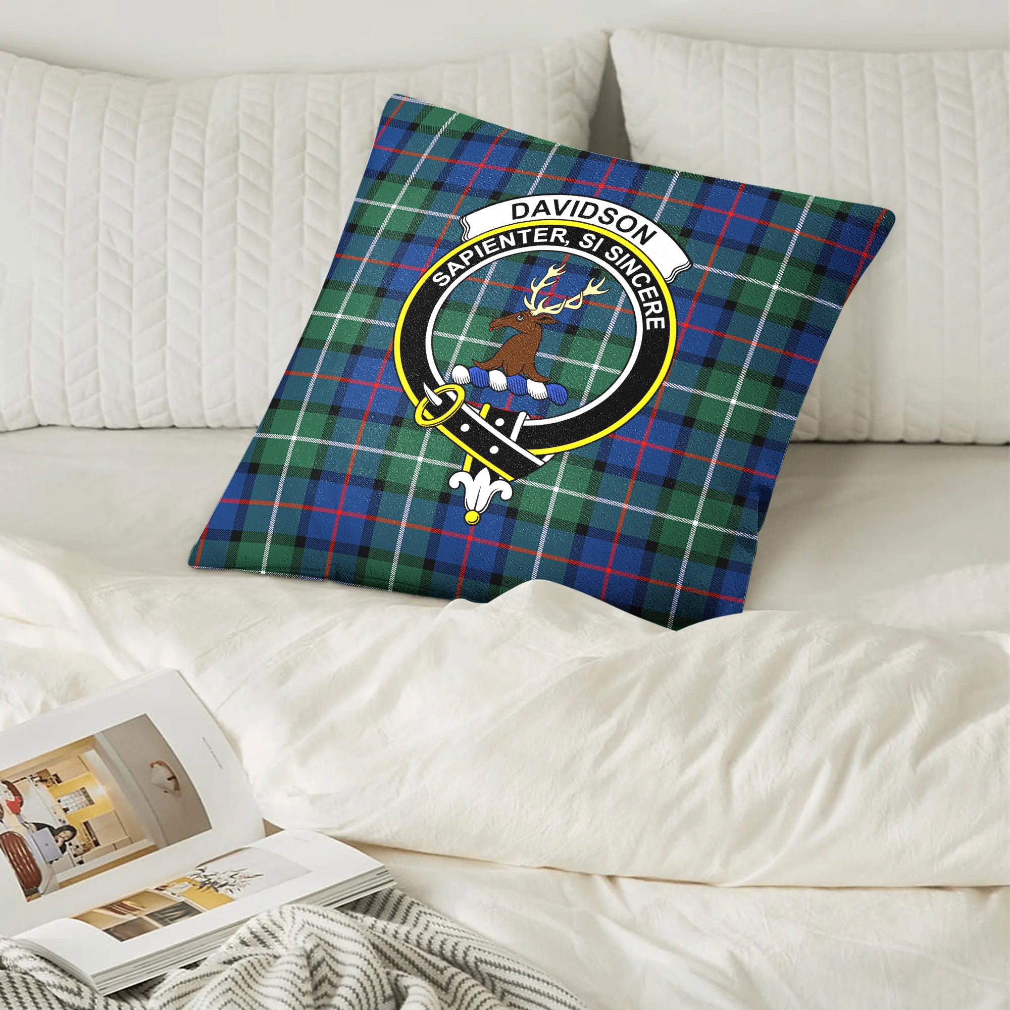 Davidson of Tulloch Tartan Crest Pillow Cover