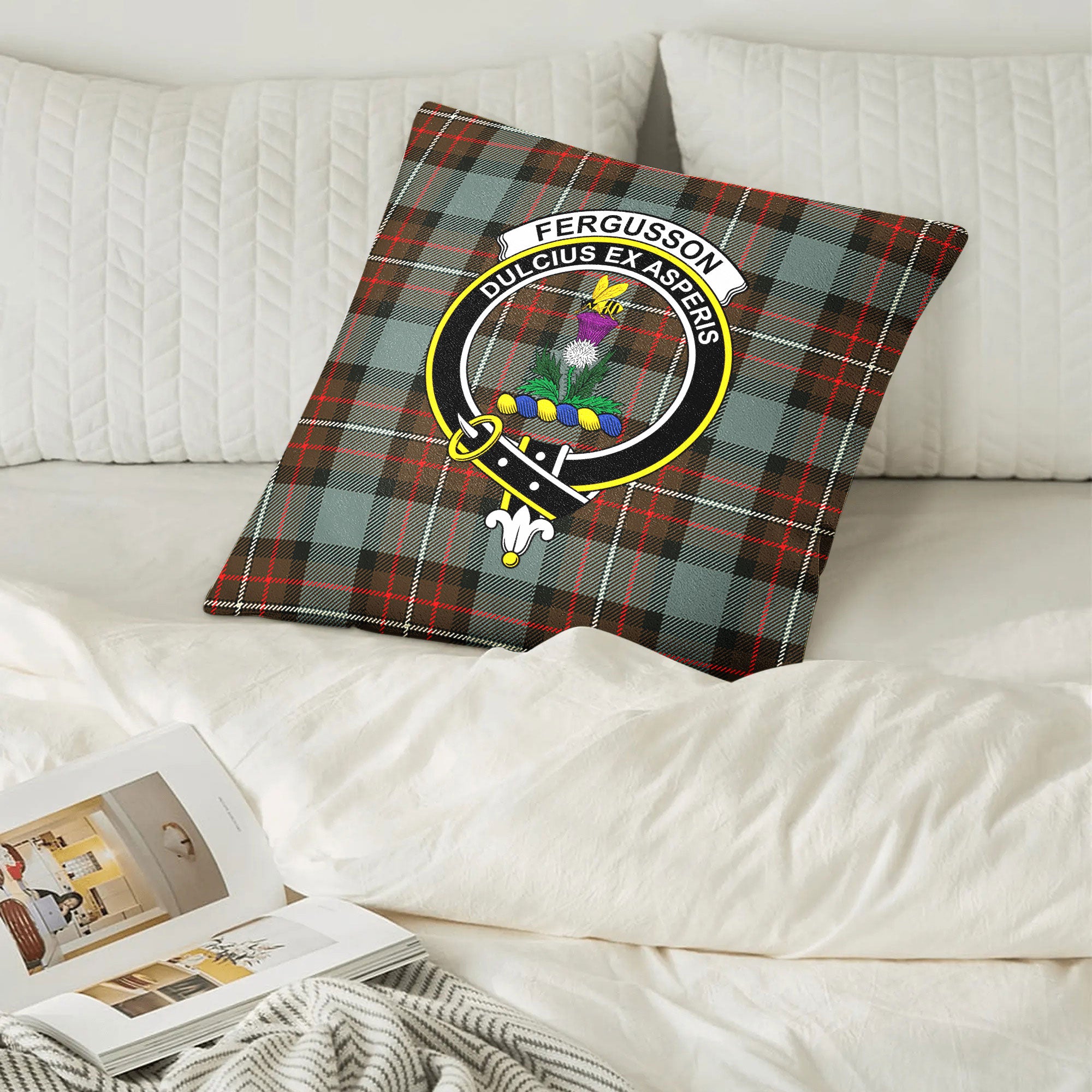 Fergusson Weathered Tartan Crest Pillow Cover