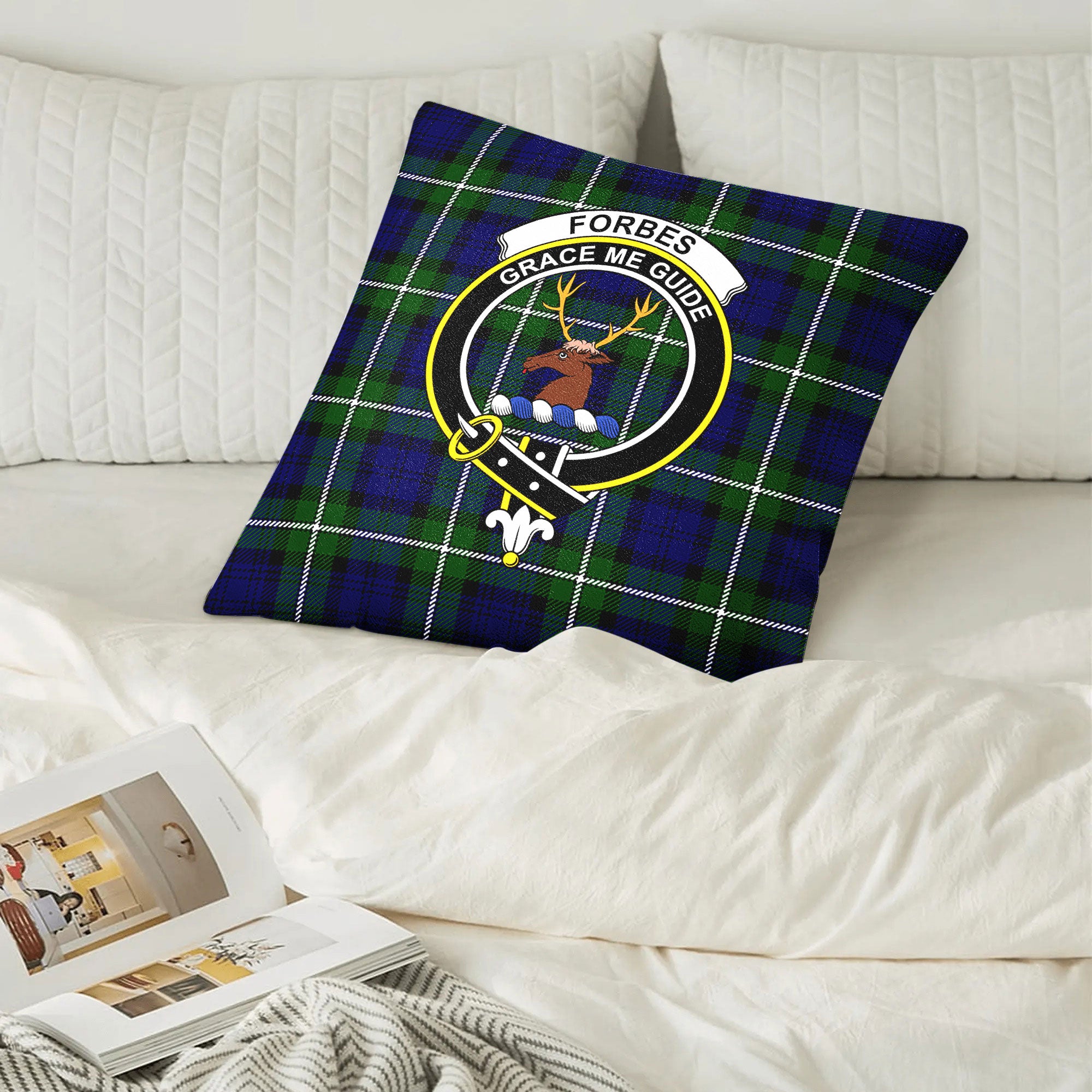 Forbes Modern Tartan Crest Pillow Cover